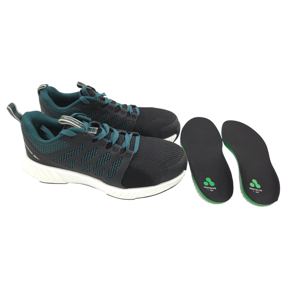 Reebok Fusion Flexweave Work Shoes Women 8.5 WIDE Black Teal Composite Toe NEW